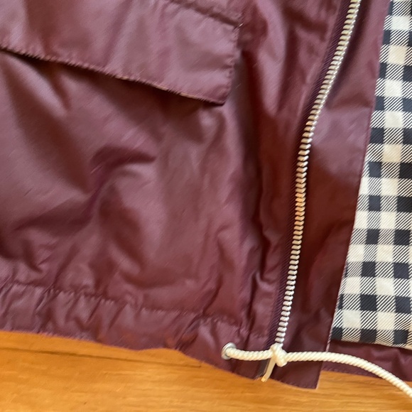 Barbour x Alexa Chung Waxed Jacket Crimson Chore Coat Gingham Lining UK 14 US 10 - Picture 6 of 9